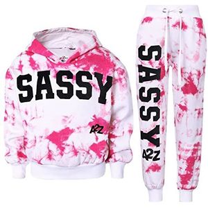 A2Z 4 Kids Meisjes Trainingspak Ontwerper Roze Tie Dye Sassy - T.S Crop Sassy Pink 7-8