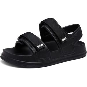 kumosaga Atletische sandalen for heren met open teen en verstelbare bandjes, binnenzool van traagschuim Comfortabele platte sandalen for zomersportstrand (Color : Noir, Size : EU43)