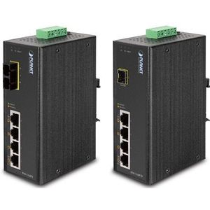 Planet 4-poorts 10/100 Mbps met PoE + 1 poort 100FX industriële Ehternet switch met temperatuurbereik