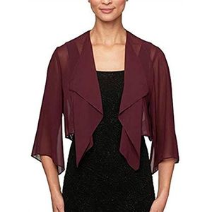 Jurken Dames Feestelijk,Dames Chiffon Vintage Gelaagde Bolero Haalt Zijn Schouders Op Cropped Tops Elegant Vest Met Korte Mouwen Open Voorkant Sheer Haalt Zijn Schouders Op Schouderjack Mantel Avond