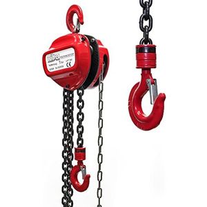Wiltec kettingtakel met 1000 kg laadvermogen en 3 meter kettinglengte, takel met hefhoogte van 2,5 meter, eenvoudig heffen van lasten, kabeltakel met katrolblok voor bosbouw en werkplaatsen