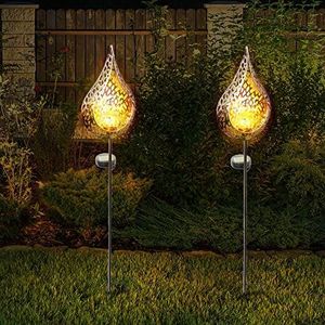 wuuhoo® LED solar tuinfakkel ""Daria"" - weerbestendige metalen solarlamp voor de tuin, decoratieve tuinverlichting met schemersensoren, tuinlamp, buitenlamp, lantaarns voor buiten