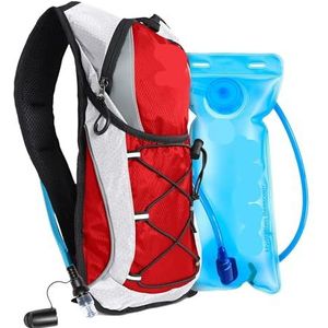 Hydratatierugzak - Lichtgewicht hydratatiepakket met 2L waterzak - waterrugzak voor wandelen, hardlopen, fietsen en raves - 12L rugzak (kleur: roze)