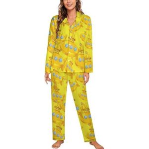 Leuke Onderzeeër Lange Mouw Pyjama Sets Voor Vrouwen Klassieke Nachtkleding Nachtkleding Zachte Pjs Lounge Sets