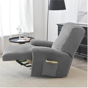 GSCLZ Fauteuilhoes stretch fauteuil bankovertrek zacht fluweel luie jongen fauteuilhoezen elastische antislip all-inclusive bankovertrekken voor woonkamer (grijze bankhoes)