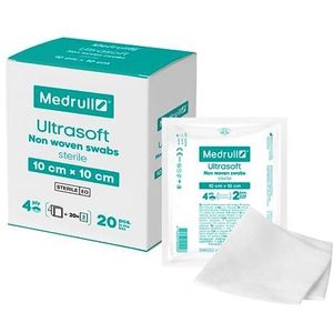 Medrull Compressen niet-geweven STERIL ULTRASOFT 40 stuks (20x 2 stuks) , 4-laags 10cm x 10cm