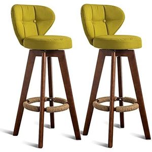 GZDZ Barstoelen, stoelen, barkrukken, 360 ° draaibare barkruk, moderne linnen schuimzitting, barstoel met rugleuning en houten voetsteun, eetkamerstoelen voor keukeneiland, bar, pub, bar, bar, bar,