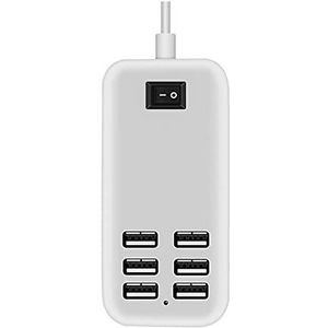 Telefoonoplader USB HUB, 6 USB-poorten 20W 3A Desktop-wandcontactdoos Oplaadverlengstuk Voedingsadapter for telefoon Tabletten Smartphones, thuiskantoorgebruik