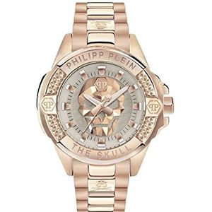 Philipp Plein Dameshorloge analoog kwarts The $Kull 41MM, roségoud/grijs, Modern