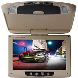 Hoofdsteun videospeler, 9 inch autodakmonitor TFT digitaal LCD-scherm neerklapbaar scherm overhead multimedia video plafond dakmontage display(9 inch Beige)