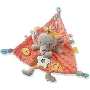 Baby Elephant Tag Deken - Label Oranje Baby Deken met Teeter, Toddler Taggy Deken Built-in Bell voor Baby Jongens Meisjes