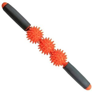 Tiger Tail Drukpunt spierroller massagestok, de stekelige roller, 43 cm roller met drie 5,7 cm onafhankelijk rollende puntige ballen (acupressuurrol)