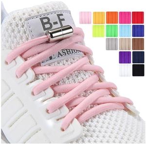 Elastische Veters - Lichtroze - Veters zonder Strikken - 2 Paar - Metalen Sluiting