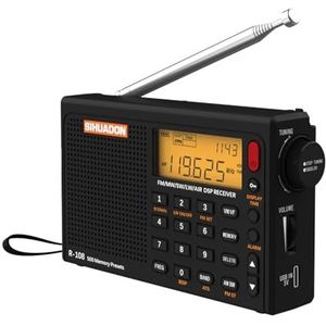 SIHUADON R108 Portabel Radio - Klein, Airband, FM, AM, SW, Batterij en Netstroom