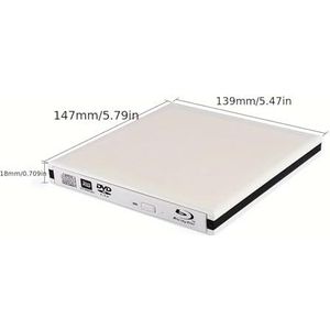 Branderspeler USB 3.0 CD DVD Externe schijf Schrijver Lezer for Windows Laptop Desktop(White)