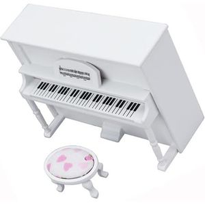 Mini Meubel Micro Scène Ornament Model Witte Piano En Pianobank Home deco Miniatuur Instrument