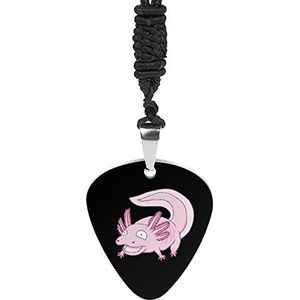Roze Axolotl Gitaar Pick Ketting Titanium Staal Hanger Sieraden Geschenken Muzikale Gitarist Liefhebber Voor Mannen Vrouwen