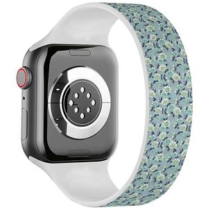 Solo Loop band compatibel met alle series Apple Watch 38/40/41mm (penseelstreek bloem op grijs) rekbare siliconen band band accessoire, Siliconen, Geen edelsteen