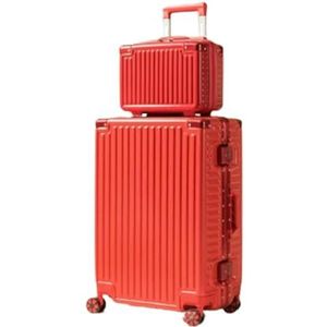 Bagage Trolley Koffer 2-delige Set Spinner-koffer Met Wachtwoordslot Carry-on 14-inch Make-uptas Reiskoffer Handbagage (Color : D, Size : 20in)