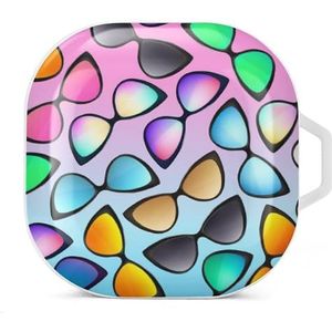 Trendy Zonnebril Kleuren Oordopjes Case Compatibel met Samsung Hard Shell Beschermhoes Wit-Stijl