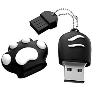 DONWEI USB-Stick 64 GB 2.0 - Schattige Mini-Flashdrive Met Kattenpoot, Hoge Capaciteit, Creatief Ontwerp - Zwart