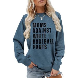 MLZHAN Moms Against White Baseball Pants Print Dames Sweatshirt Moederdag Mama Gift Shirts Casual Harajuku Tops met lange mouwen (S, blauw), Blauw, S