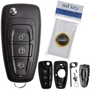 Autoradio Afstandsbediening Sleutel Behuizing met 3 Knoppen + HU101 Lege Accu Compatible met Ford Transit Focus III Galaxy II Fiesta VI