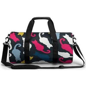 Kleurrijke silhouetten van katten draagbare sporttas voor vrouwen en mannen reizen plunjezak voor sport print gymbag grappige yoga tas