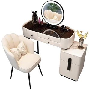 Kaptafel Met Led-verlichting En Spiegel, Make Up Tafel Met 3 Kaptafel Met Led-verlichting En Spiegel, Make Up Tafel Met 3