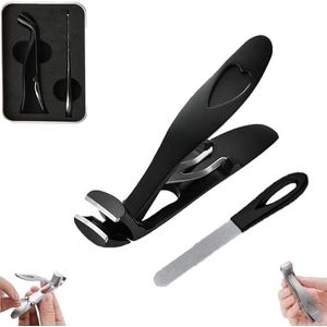 Clipmaster Clippers, roestvrijstalen nagelknipper set, spatwaterdichte nagelknipper, elleboog grote opening nagelknipper, dikke nagel speciaal nagelgereedschap, teennagelknipper voor senioren (zwart)