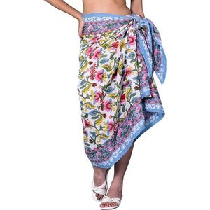 Rastogi Handicrafts 100% Katoenen Hand Blok Print Sarong Lange Omslagdoek voor Badkleding voor Dames (73cm x 44cm), Rood 6, L