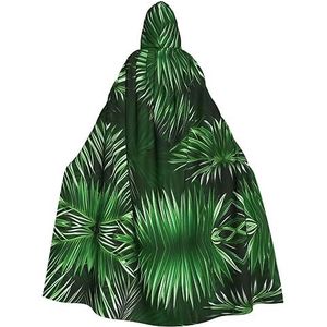 FRGMNT Groene bladeren van palmboom tropische planten print mannen capuchon mantel, volwassen cosplay mantel kostuum, cape Halloween aankleden, capuchon uniform