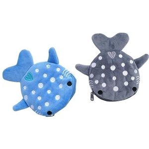 Portemonnee pluche sleutel oortelefoon zakje rits portemonnee haai vorm ontwerper dames portemonnee portemonnee kindercadeau (Color : Gray)