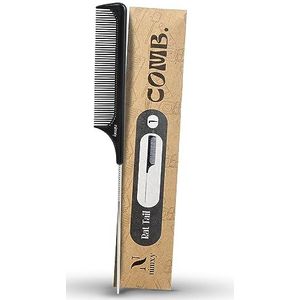 Nimxy Zwarte Pin Staart Kam 1 Stuk - Afscheid Rat Staart Haar voor Kappers Kapper Salon Mannen Vrouwen - Fijne Tandkam met Roestvrij Staal