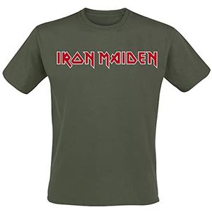 Iron Maiden Logo T-shirt kaki XL 100% katoen Band merch, Bands
