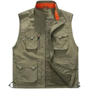 Pegsmio Mesh Vest Voor Mannen Lente Herfst Ademend Militaire Mouwloze Jas Zomer Multi Pocket Vest, Khaki Vest, 3XL