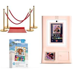 HP Sprocket Fotohokje Instant kleurenfotoprinter (Roze) + Zinkpapier (100 vellen) + Rode Loper (1)