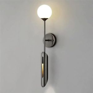 Moderne Wandkandelaars Met Dubbele Kop, Glazen Bol, Wandverlichtingsarmaturen, Scandinavisch Industrieel, Matzwart, Volledig Koper, Dimbare Wandlampen In 3 Kleuren(Black,1pack)