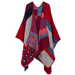 UBOHUZ Herfst Winter Rooster Vrouwen Reizen Sjaal Imitatie Kasjmier Vork Verdikte Mantel Poncho's Capes Voor Lente Herfst Winter, Bruin04, One size