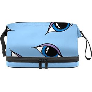 De Zak van de Ogenmake-up Dubbele Laag Ruime Kosmetische Zakken voor Vrouwen en Meisjes Reizen Draagbare Toiletry Pouch met Rits, Meerkleurig, 27x15x14 cm/10.6x5.9x5.5 in, Make-up zakje
