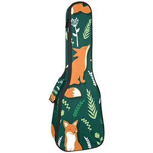 Tenor Ukulele Gigbag Waterdichte Ukelele Case Gewatteerde Rugzak, Geweldig voor Sopraan Concert (21/23/24"") Schattig Oranje Vossen Rieten Groen