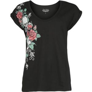 Rock Rebel by EMP Vrouwen zwart T-shirt met doodshoofd en rozen S