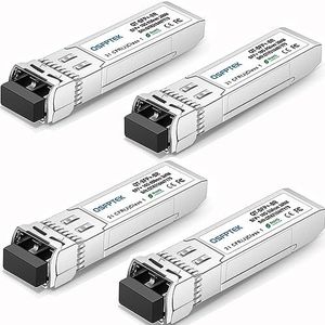 QSFPTEK 4 stuks 10GBASE-SR SFP+ Transceiver LC Mini-GBIC Multimode 850nm, 300M, DDM 10G SFP+ module voor Cisco SFP-10G-SR, Ubiquiti UF-MM-10G, Netgear, Mikrotik, D-Link, Supermicro, Linksys