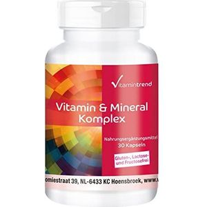 Vitamin & Mineral Complex - 30 capsules, multivitaminepreparaat in veilige dosering - Biobeschikbare Supplementen uit Duitsland | Vitamintrend®