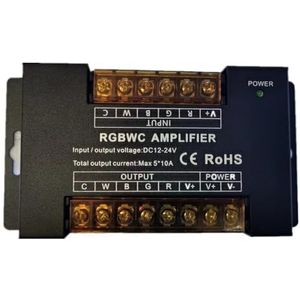 Controller versterker RGB+CCT monochroom/RGB/RGBW/RGBWW DC5V12V/24V 12A/24A/30A/50A 1CH/3CH/4CH/5CH voeding voor lichtstrip (RGBCW 50A)