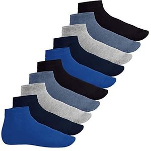 Footstar Heren- en damessokken met korte schacht (10 paar) kwartsokken van katoen - Sneak it!, jeans, stone, 47/50 EU