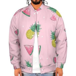 Tropische vruchten en flamingo grappige mannen honkbal jas gedrukt jas zachte sweatshirt voor lente herfst