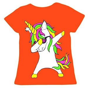 Meisjes Dabbing Tops Kinderen Lange Mouw T-shirt Sweatshirt Trui Neon Swing Jurk Dab Dance Mode Kleding Leeftijd 2-13 Jaar, Neon Oranje T-shirt, 11-12 jaar