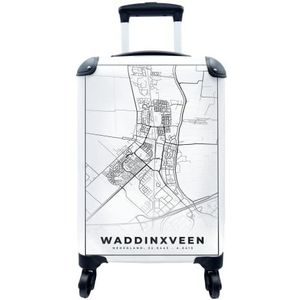 MuchoWow® Koffer - Kaart - Waddinxveen - Zwart - Wit - Past binnen 55x40x20 cm en 55x35x25 cm - Handbagage - Trolley - Fotokoffer - Cabin Size - Print