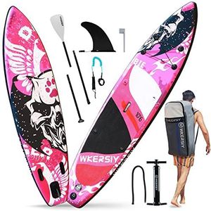 HUIOP Opblaasbare Stand Up Paddleboard SUP Board 6 Inch Dikke SUP Surfplank Surf Set met Paddleboard Surf Fin Coiled Leash Inflator Pomp en draagtas,surfplank